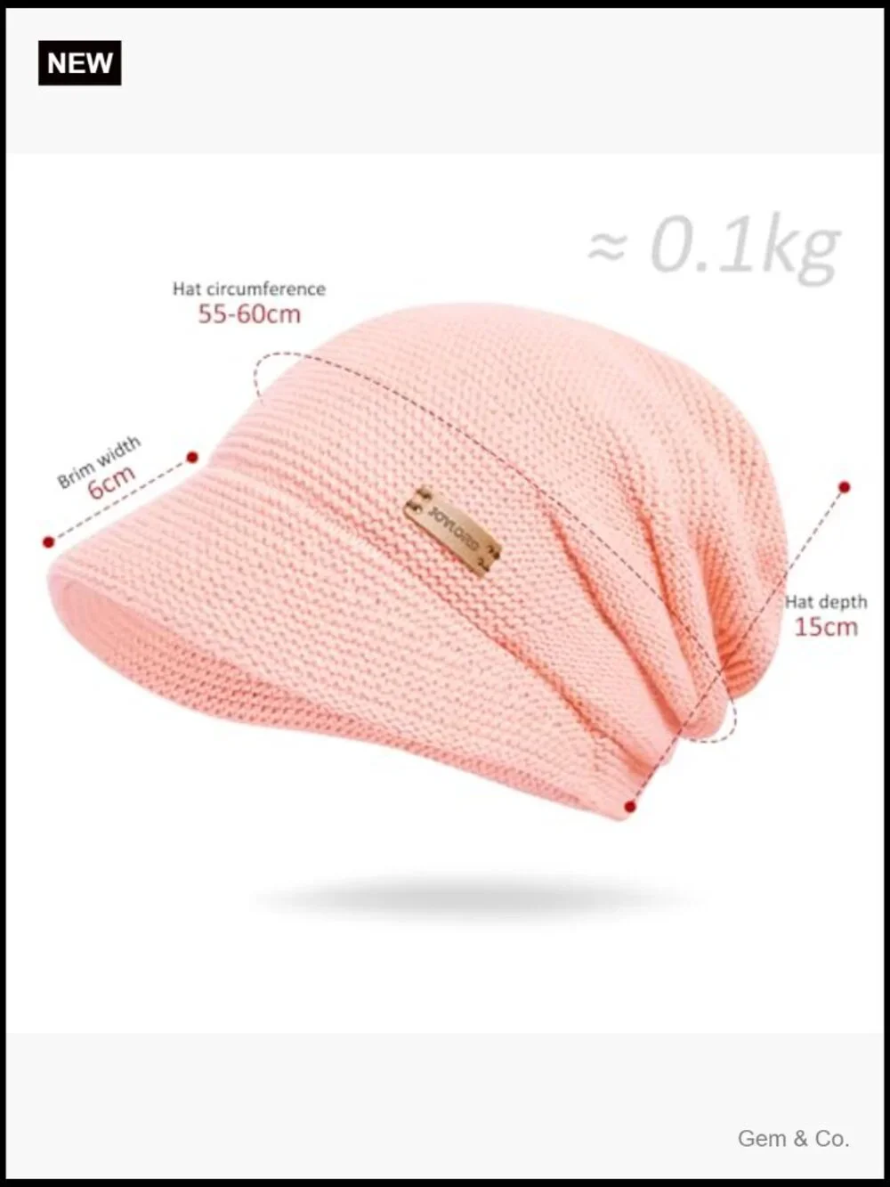 Fleece Lined Slouchy Beanie Hat with Visor for Women